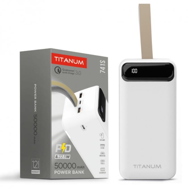 Повербанк 50000mAh TITANUM 741S 22.5W White